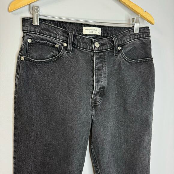 Abercrombie and Fitch The Dad High Rise Wash Black Jeans Women's 29 - Picture 2 of 9